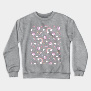 Cute Cat Caticorn or Kitten Unicorn seamless pattern Crewneck Sweatshirt